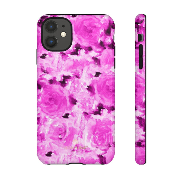 Hot Pink Floral Print Phone Case, Abstract Print Tough Cases, Designer Phone Case-Made in USA-Phone Case-Printify-iPhone 11-Glossy-Heidi Kimura Art LLC