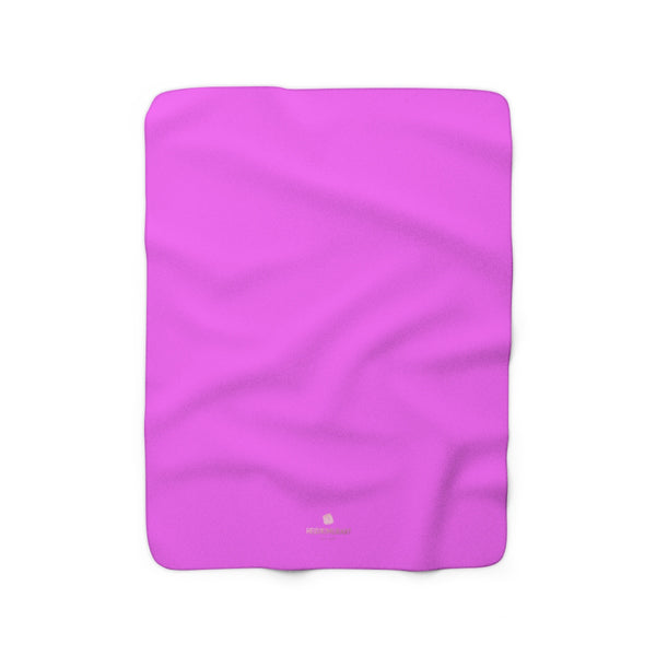Hot Bright Pink Solid Color Print Designer Cozy Sherpa Fleece Blanket-Made in USA-Blanket-50'' x 60''-Heidi Kimura Art LLC