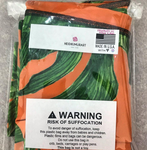 Orange Green Tropical Leaf Print Meggings, Men's Costume Leggings-Made in USA(US Size: XS-3XL)-Men's Leggings-Heidi Kimura Art LLC