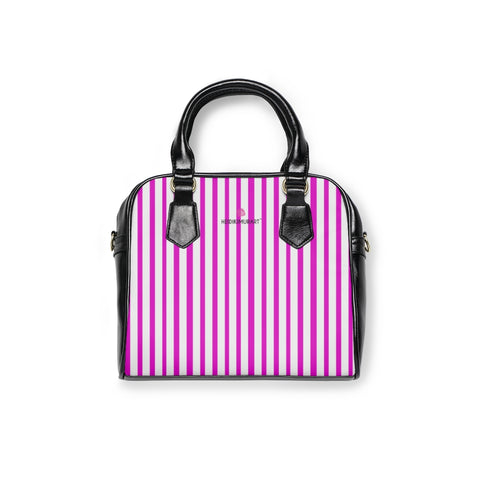 Pink Striped Shoulder Handbag