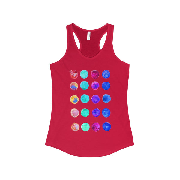Colorful Polka Dots Floral Women's Ideal Racerback Tank Top - Made in the U.S.A.-Tank Top-Solid Red-XS-Heidi Kimura Art LLC