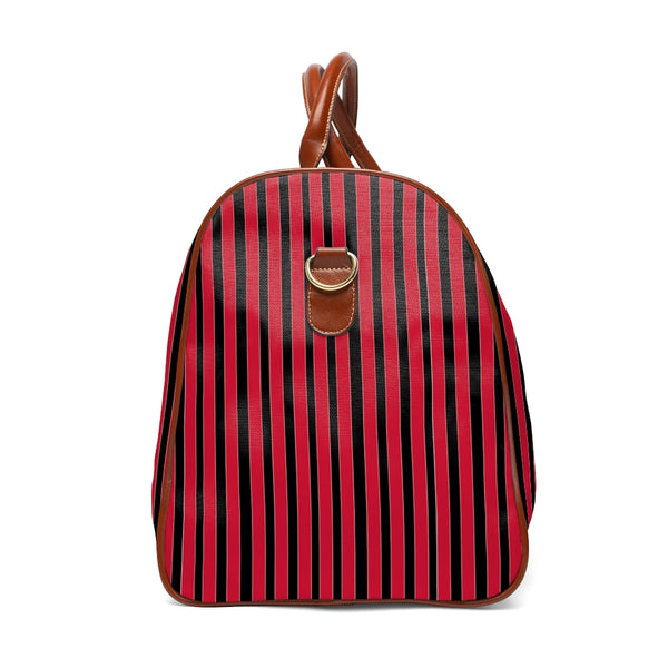 Red Stripes Waterproof Travel Bag