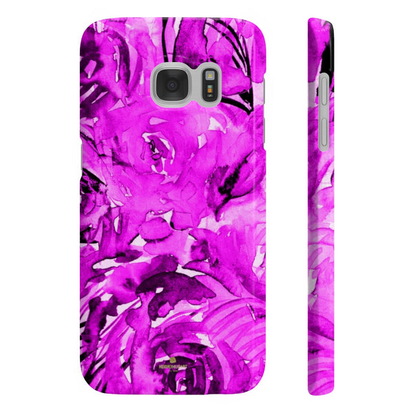Purple Pink Slim iPhone/ Samsung Galaxy Floral Purple Rose Smart Phone Case, Made in UK-Phone Case-Samsung Galaxy S7 Slim-Glossy-Heidi Kimura Art LLC