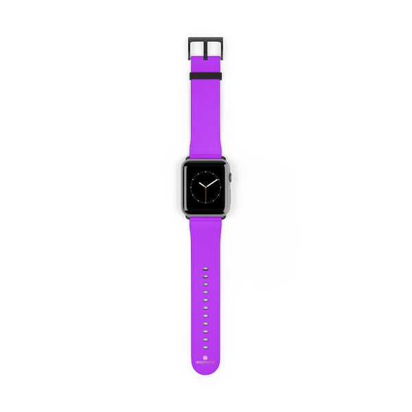 Purple Solid Color Print 38mm/42mm Watch Band For Apple Watches- Made in USA-Watch Band-42 mm-Black Matte-Heidi Kimura Art LLC