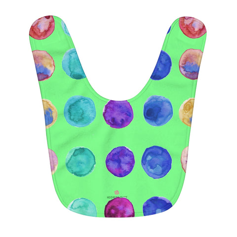 Green Cute Colorful Polka Dots Pattern Fleece Baby Bib - Designed and Made in USA-Kids clothes-One Size-Heidi Kimura Art LLC