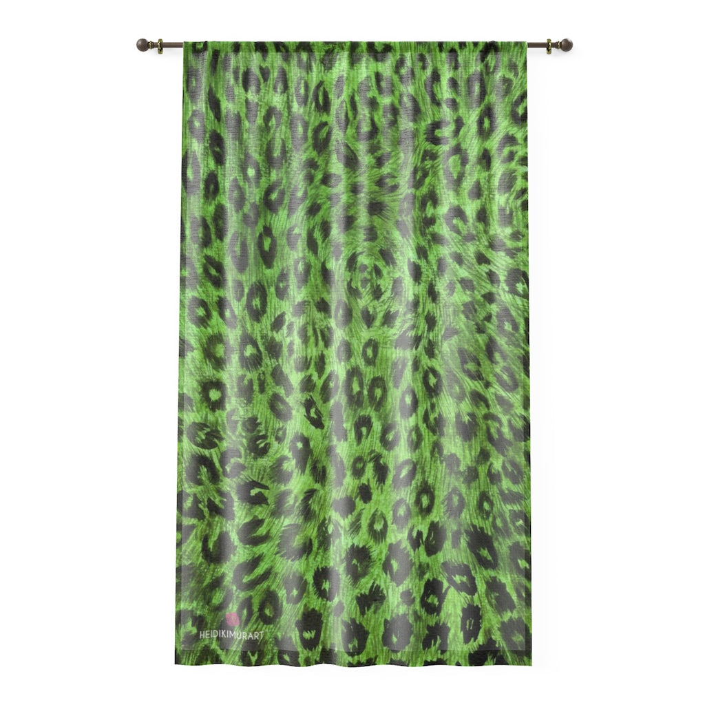 Green Leopard Print Window Curtain