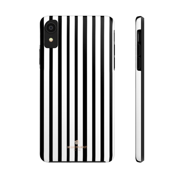Black Vertical Striped iPhone Case, Designer Case Mate Tough Samsung Galaxy Phone Cases-Phone Case-Printify-iPhone XR-Heidi Kimura Art LLC