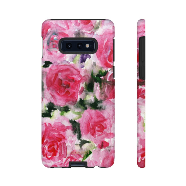 Pink Rose Floral Tough Cases, Roses Flower Print Best Designer Phone Case-Made in USA-Phone Case-Printify-Samsung Galaxy S10E-Glossy-Heidi Kimura Art LLC