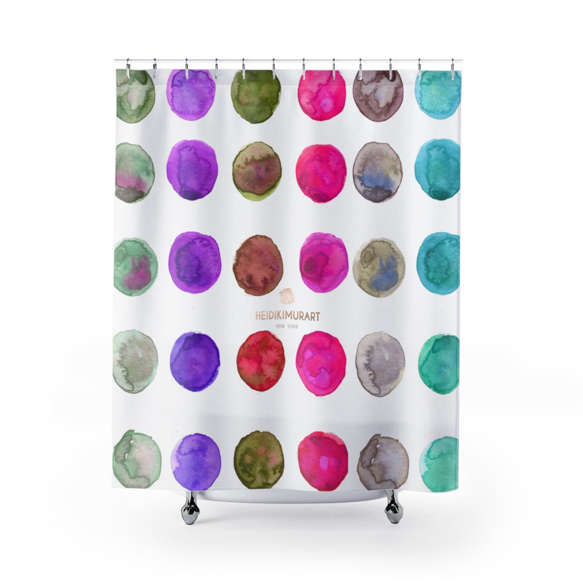 Colorful Polka Dots Watercolor Print 71"x74" Polyester Shower Curtains- Printed in USA-Shower Curtain-71" x 74"-Heidi Kimura Art LLC Colorful Polka Dots Shower Curtains, Colorful Polka Dots Watercolor Print 71"x74" Polyester Shower Curtains- Printed in USA