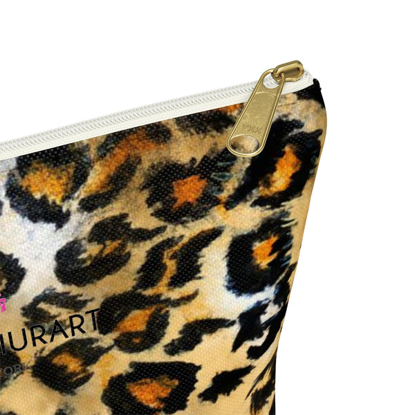 Snow Leopard Wild Cat Animal Print Designer Accessory Pouch with T-bottom-Accessory Pouch-Heidi Kimura Art LLC