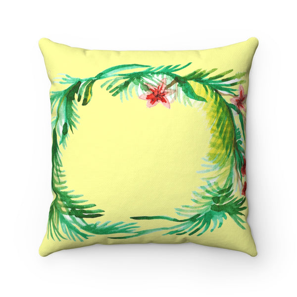 Cute Red and Yellow Floral Wreath Spun Polyester Square Pillow - Made in USA-Pillow-Heidi Kimura Art LLC