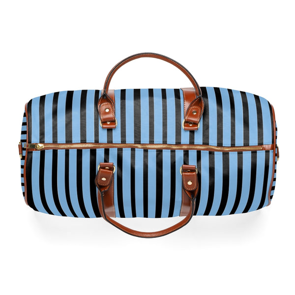 Blue Striped Waterproof Travel Bag