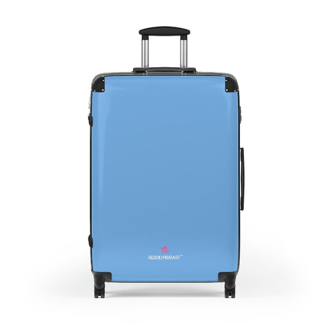 Light Blue Solid Color Suitcases, Modern Simple Minimalist Designer Suitcase Luggage (Small, Medium, Large) Unique Cute Spacious Versatile and Lightweight Carry-On or Checked In Suitcase, Best Personal Superior Designer Adult's Travel Bag Custom Luggage - Gift For Him or Her - Made in USA/ UK
