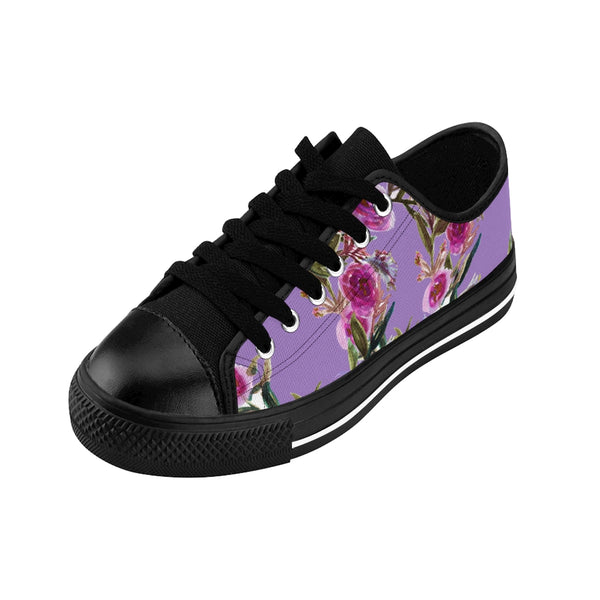 Purple Flower Rose Women's Sneakers, Floral Rose Print Best Tennis Casual Shoes For Women (US Size: 6-12)