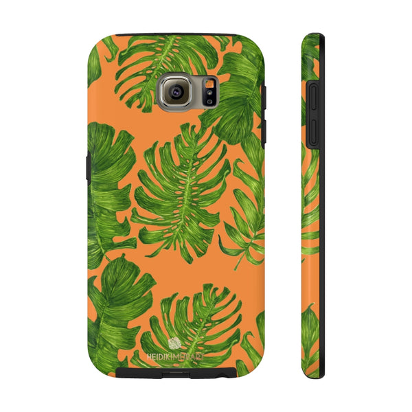 Orange Green Tropical Leaf iPhone Case, Case Mate Tough Samsung Galaxy Phone Cases-Phone Case-Printify-Samsung Galaxy S6 Tough-Heidi Kimura Art LLC