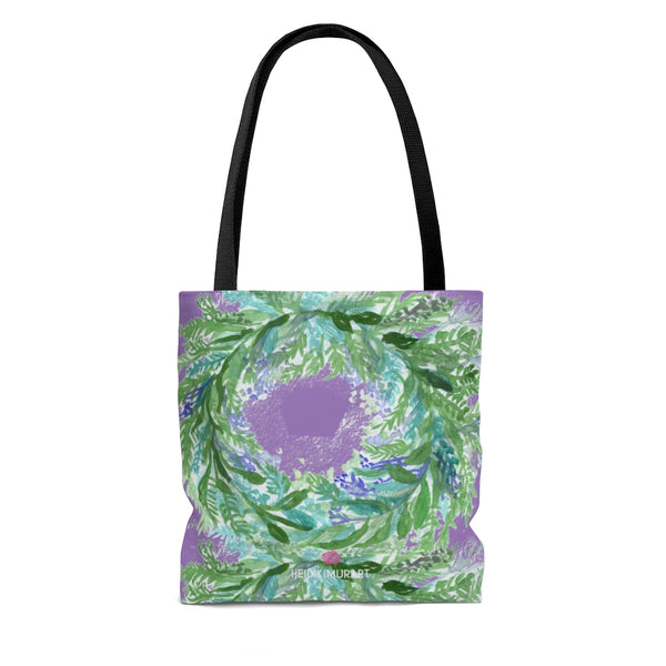 Purple Lavender Floral Tote Bag, Flower Print Best Designer Colorful Square 13"x13", 16"x16", 18"x18" Premium Quality Market Tote Bag - Made in USA