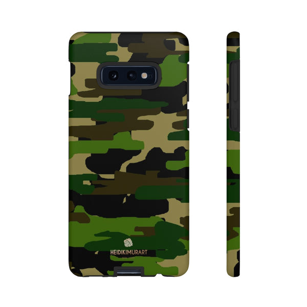 Green Brown Camouflage Phone Case, Army Military Print Tough Designer Phone Case -Made in USA-Phone Case-Printify-Samsung Galaxy S10E-Matte-Heidi Kimura Art LLC