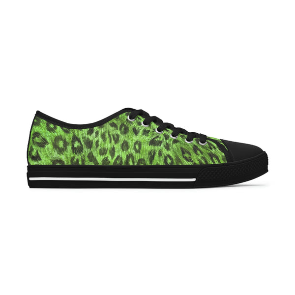 Green Leopard Print Ladies' Sneakers, Leopard Animal Print Basic Essential Women's Low Top Sneakers Tennis Shoes, Canvas Fashion Sneakers With Durable Rubber Outsoles and Shock-Absorbing Layer and Memory Foam Insoles&nbsp;(US Size: 5.5-12)