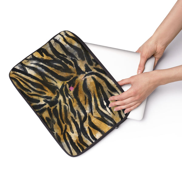 Wild Big Cat Tiger Stripe Animal Print 12', 13", 14" Laptop Sleeve Cover-Made in the USA-Laptop Sleeve-Heidi Kimura Art LLC