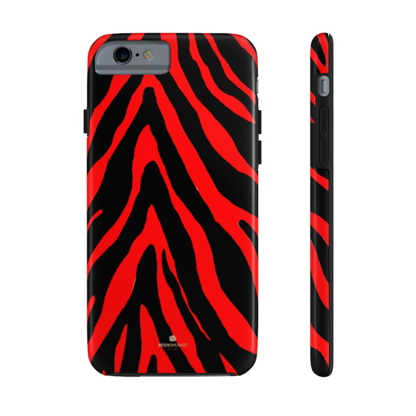 Red Zebra Stripe Phone Case, Animal Print Case Mate Tough Phone Cases-Made in USA - Heidikimurart Limited 