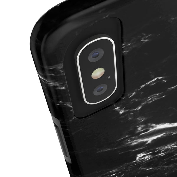 Black Marble Print Phone Case, Designer Case Mate Tough Phone Cases-Made in USA - Heidikimurart Limited 