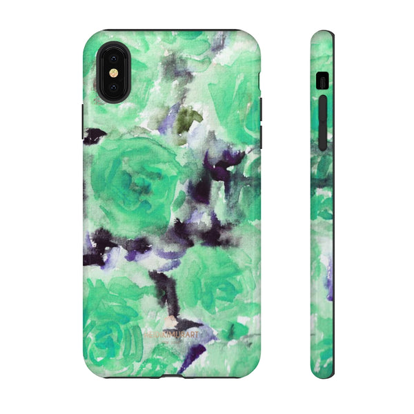 Turquoise Floral Print Tough Cases, Designer Phone Case-Made in USA-Phone Case-Printify-iPhone XS MAX-Glossy-Heidi Kimura Art LLC