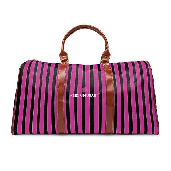 Pink Stripes Waterproof Travel Bag