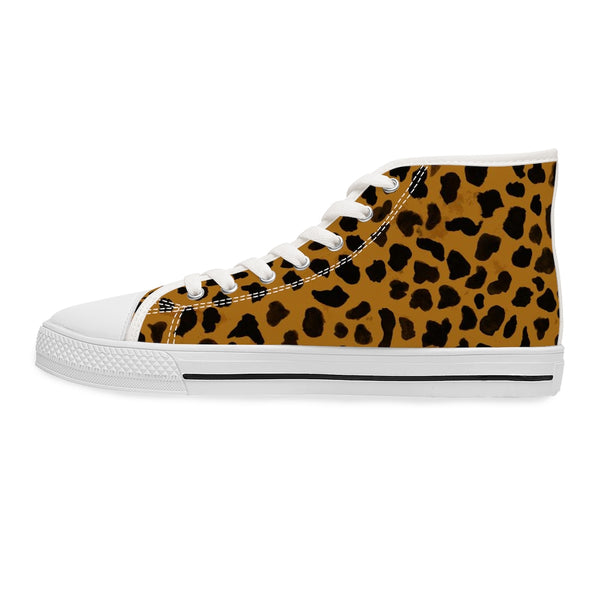 Brown Cheetah Ladies' High Tops, Animal Print Women's High Top Sneakers