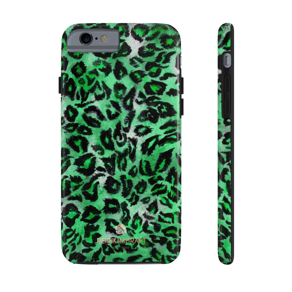 Green Leopard Print Phone Case, Animal Print Case Mate Tough Phone Cases-Made in USA - Heidikimurart Limited 