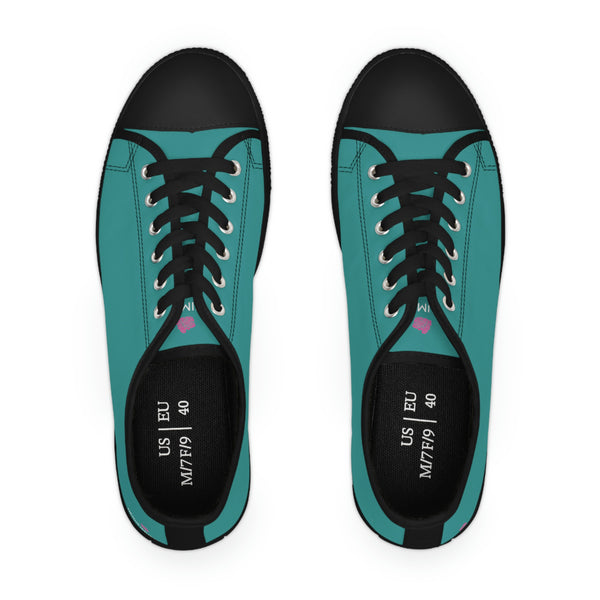 Teal Blue Color Ladies' Sneakers, Solid Color Best Designer Women's Low Top Sneakers