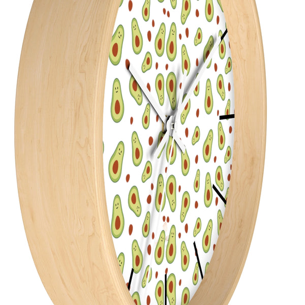 Avocado Print Large Wall Clocks, 10" Dia. Clock For Avocado Vegan Lovers- Made in USA-Wall Clock-Heidi Kimura Art LLC