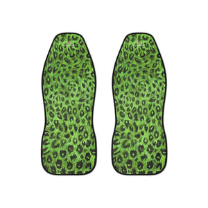 Green Leopard Car Seat Covers, Leopard Animal Print 2-Pcs Set (48.03" × 18.50") Polyester Car Seat Covers, Best Car Accessories Essential Premium Quality Best Soft Luxury Car Seat - 2 Pack For Your Car Seat Protection, Car Seat Protectors, Designer Car Seat Accessories, Pair of 2 Front Seat Covers, Custom Seat Covers, Luxury Car Seat Covers, Best Car Seat Covers