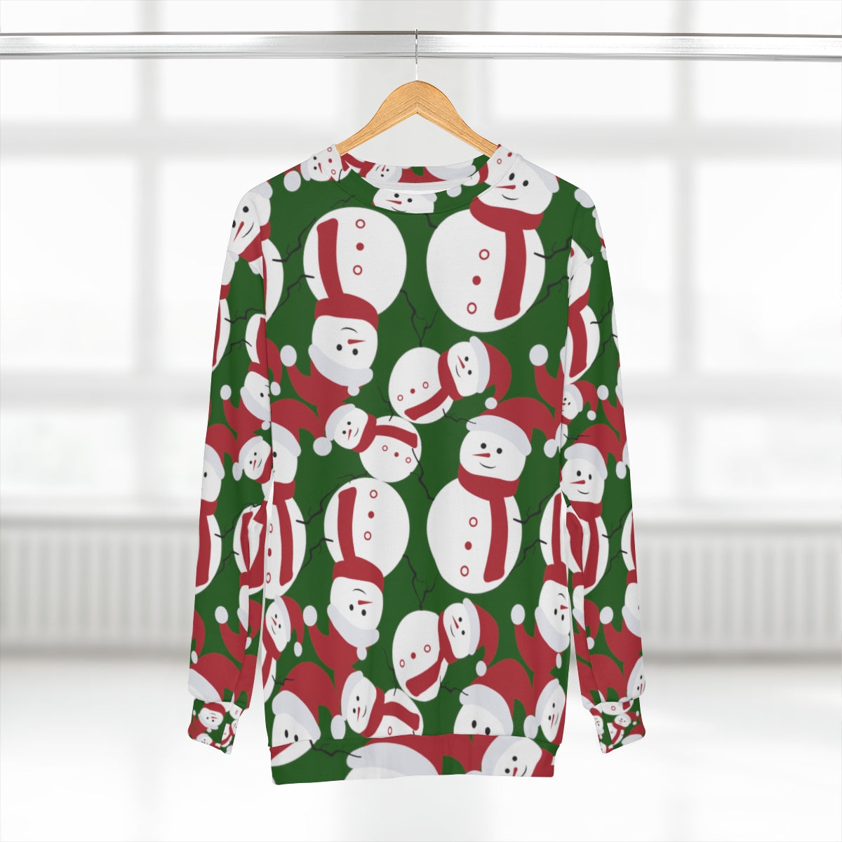 Dark Green Cute Snowman Christmas Holiday Unisex Sweatshirt - Made in USA-Unisex Sweatshirt-L-Heidi Kimura Art LLC