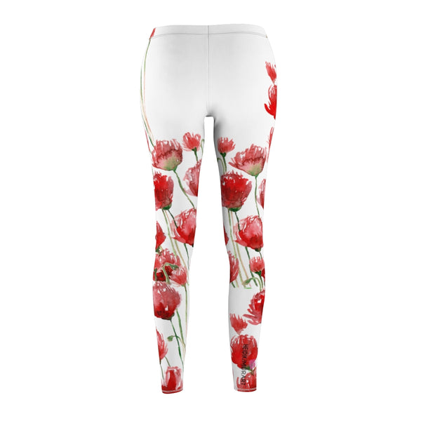 Red Poppy Floral Casual Leggings