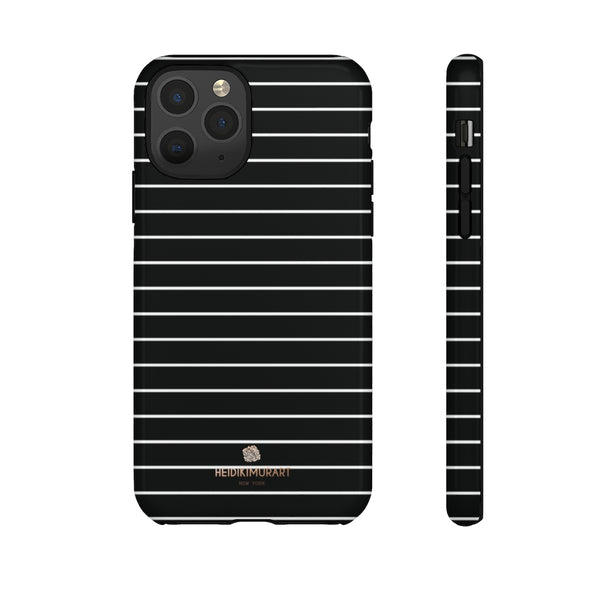 Black White Striped Tough Cases, Designer Phone Case-Made in USA-Phone Case-Printify-iPhone 11 Pro-Glossy-Heidi Kimura Art LLC