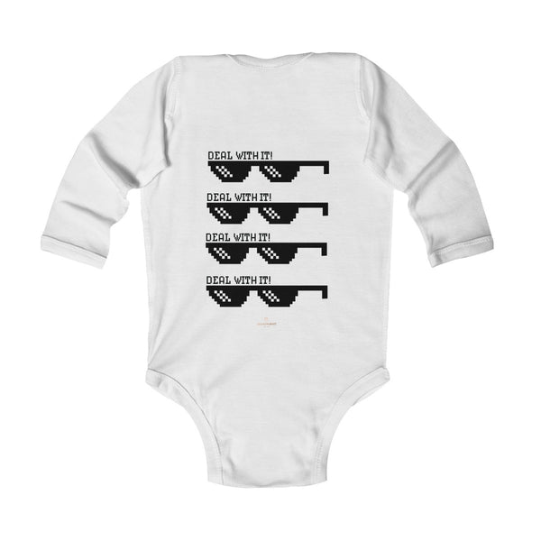 Funny "Deal With It" Cute Baby Boy/Girls Infant Kids Long Sleeve Bodysuit -Made in USA-Infant Long Sleeve Bodysuit-Heidi Kimura Art LLC