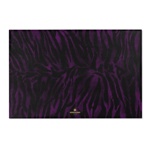 Purple Black Tiger Stripe Print Designer 24x36, 36x60, 48x72 inches Area Rugs - Printed in USA-Area Rug-36" x 24"-Heidi Kimura Art LLC