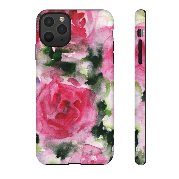 Pink Rose Floral Tough Cases, Flower Print Best Designer Phone Case-Made in USA-Phone Case-Printify-iPhone 11 Pro Max-Matte-Heidi Kimura Art LLC