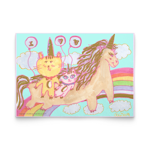 Unicorn Kittens Cats "I Love You" Quote Flat Valentine's Day Cat Lover's 5"x7" Post Card-Post Card-10pc-Heidi Kimura Art LLC