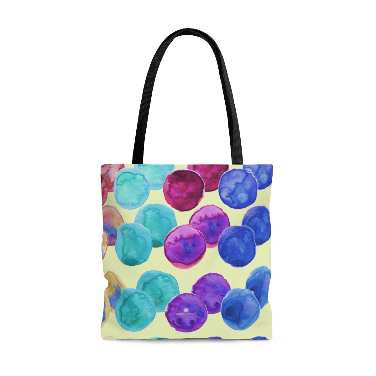 Light Yellow Colorful Polka Dots Designer Print Every Day Tote Bag - Made in USA-Tote Bag-Large-Heidi Kimura Art LLC