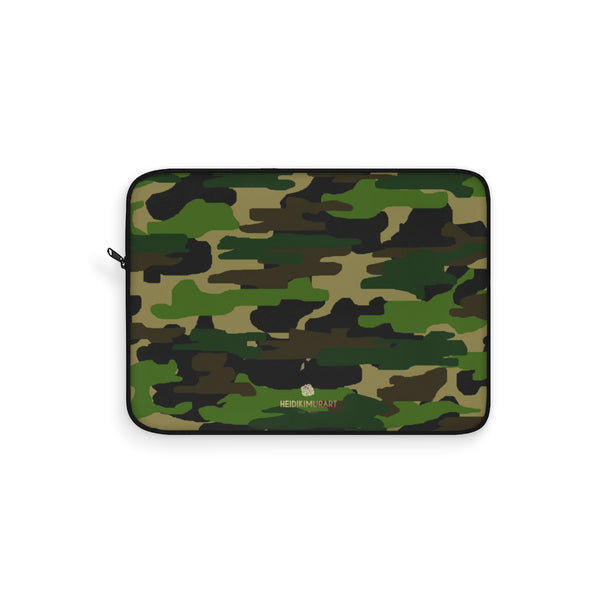 Green Camo Military Army Print 12",13",15" Computer Bag Laptop Sleeve- Made in USA-Laptop Sleeve-15"-Heidi Kimura Art LLC