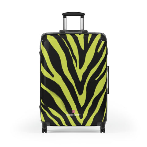 Yellow Zebra Print Suitcases, Animal Print Designer Suitcase Luggage (Small, Medium, Large) Unique Cute Spacious Versatile and Lightweight Carry-On or Checked In Suitcase, Best Personal Superior Designer Adult's Travel Bag Custom Luggage - Gift For Him or Her - Made in USA/ UK