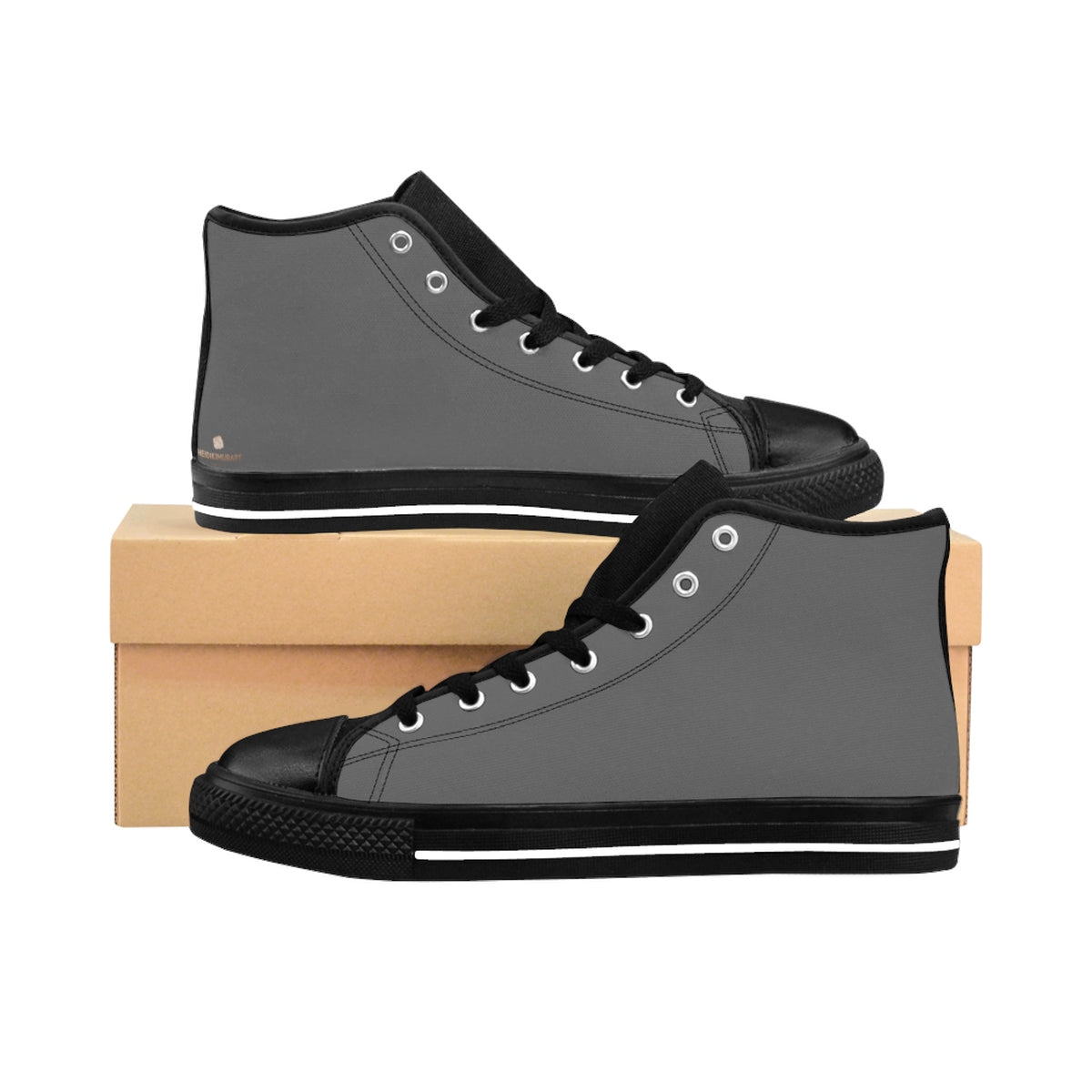 Gray Women's Hip Tops Shoes, Grey Solid Color Designer Women's High Top Sneakers-Women's High Top Sneakers-US 9-Heidi Kimura Art LLC