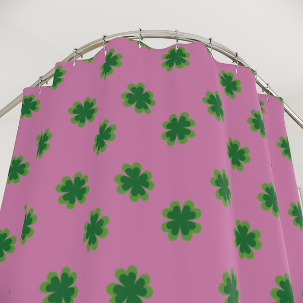 Pink Clover Polyester Shower Curtain