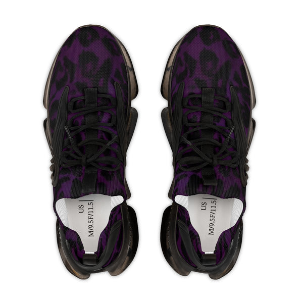 Purple Leopard Print Men's Shoes, Best Leopard Animal Print Comfy Men's Mesh-Knit Designer Premium Laced Up Breathable Comfy Sports Sneakers Shoes (US Size: 5-12)