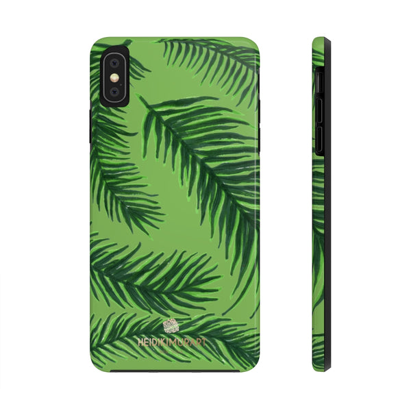 Green Tropical Print Phone Case, Palm Leaf Case Mate Tough Phone Cases-Made in USA - Heidikimurart Limited 