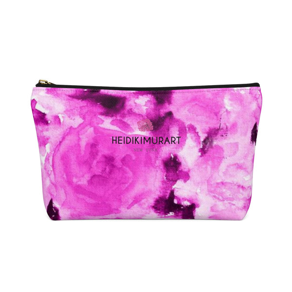 Pink Olympia Sweet Pink Rose Floral Designer Accessory Pouch with T-bottom-Accessory Pouch-Heidi Kimura Art LLC