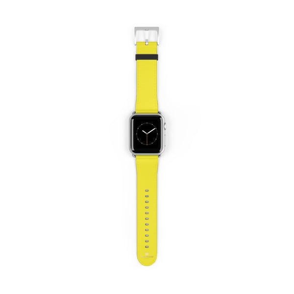 Yellow Solid Color 38mm/42mm Watch Band Strap For Apple Watches- Made in USA-Watch Band-38 mm-Silver Matte-Heidi Kimura Art LLC