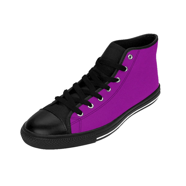 Hot Purple Solid Color Print Premium Men's High-top Premium Fashion Sneakers-Men's High Top Sneakers-Heidi Kimura Art LLC