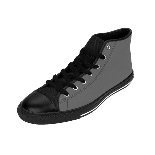 Gray Women's Hip Tops Shoes, Grey Solid Color Designer Women's High Top Sneakers-Women's High Top Sneakers-Heidi Kimura Art LLC